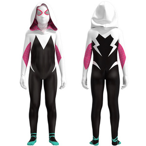 The Movie Role Gwen Stacy Costume Anti-Gwen Cosplay Jumpsuit Halloween Bodysuit Sexy Suit  with Hat for Kids Adult Costume