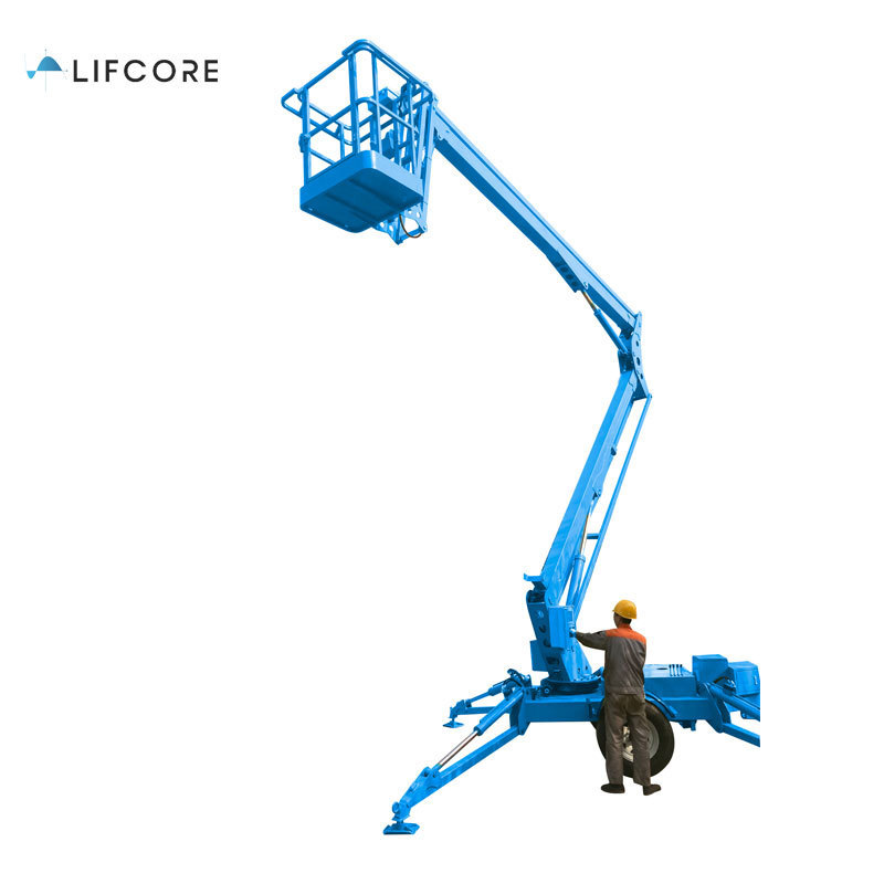 22m man lift hydraulic arieal cherry picker spider articulated towable boom lift with small platform