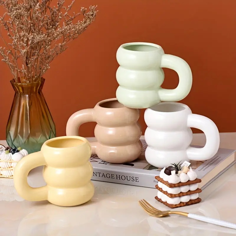 Nordic Creative Tire Mug Coffee Ceramic Fat Cute Coffee Cup Couple Simple Thick Handle Mugs High Creative Ceramic Cup