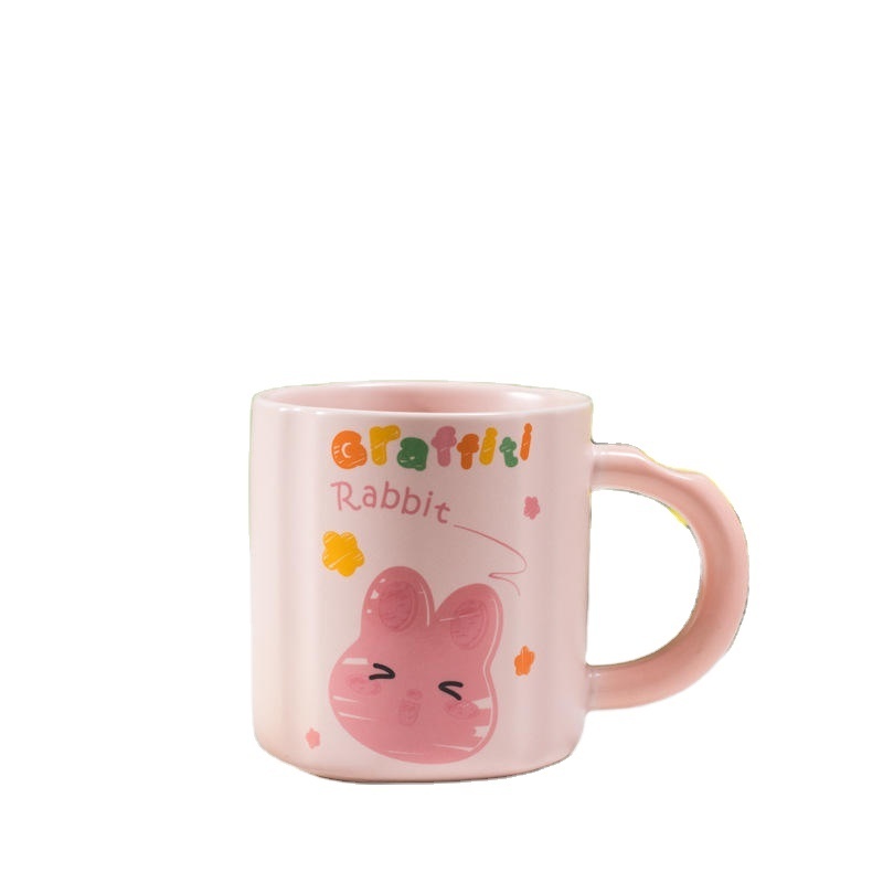 Super Cute Pink And Blue Cartoon Ceramic Mug For Boys and Girls Kids Milk Porcelain Mug Cup On Sale OEM MUG