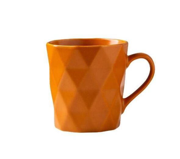 Nordic style Daily used high quality  ceramic coffee mug with colorful glaze with diamond embossed designs