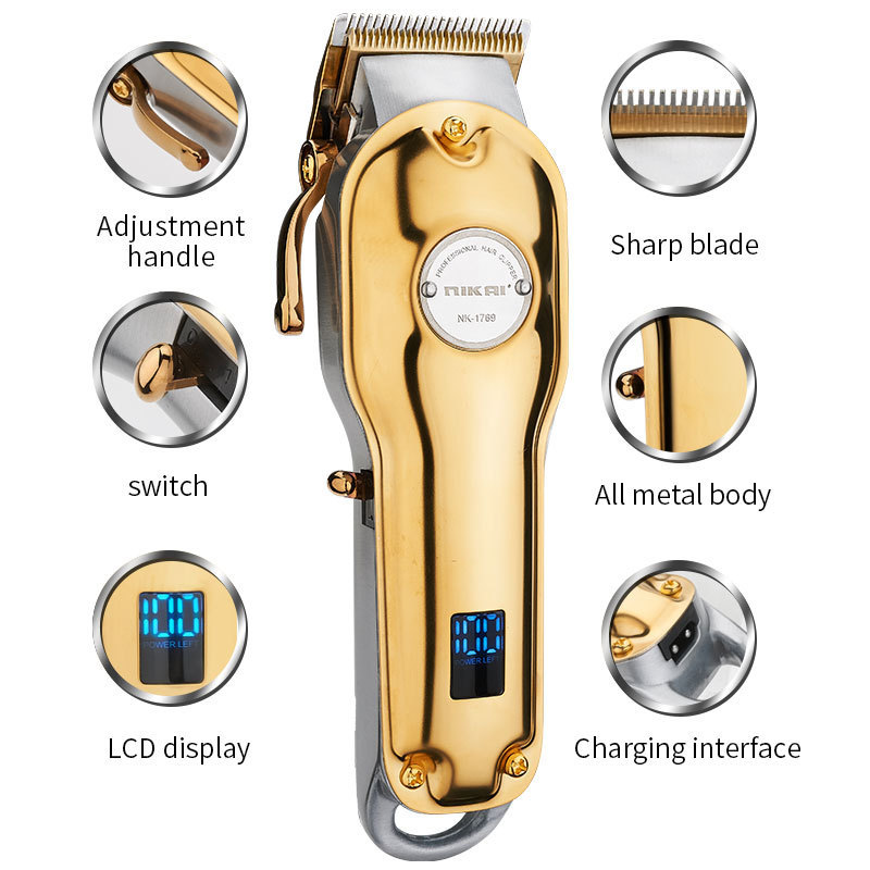 Suttik NK-1769 Professional Hair Clippers Body Man Hair Trimmer LCD Cordless Hair Clipper Full Metal 2500mah Electric Usb Head