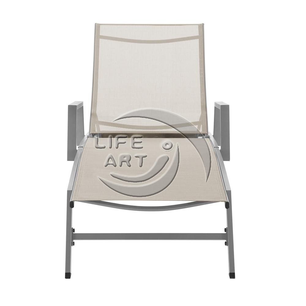 LIFE ART Modern Fabric Sunbed Steel Outdoor Chaise Lounge Waterproof Pool Chair Sun Lounger With Wheel