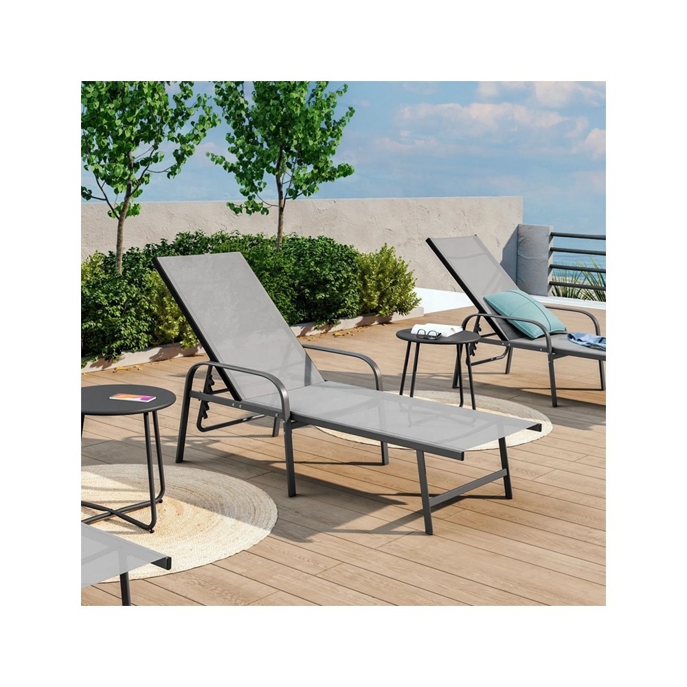 LIFE ART All Weather Steel Outdoor Chaise Lounge Sun beds Sun Loungers With KD Structure Mail Order Package