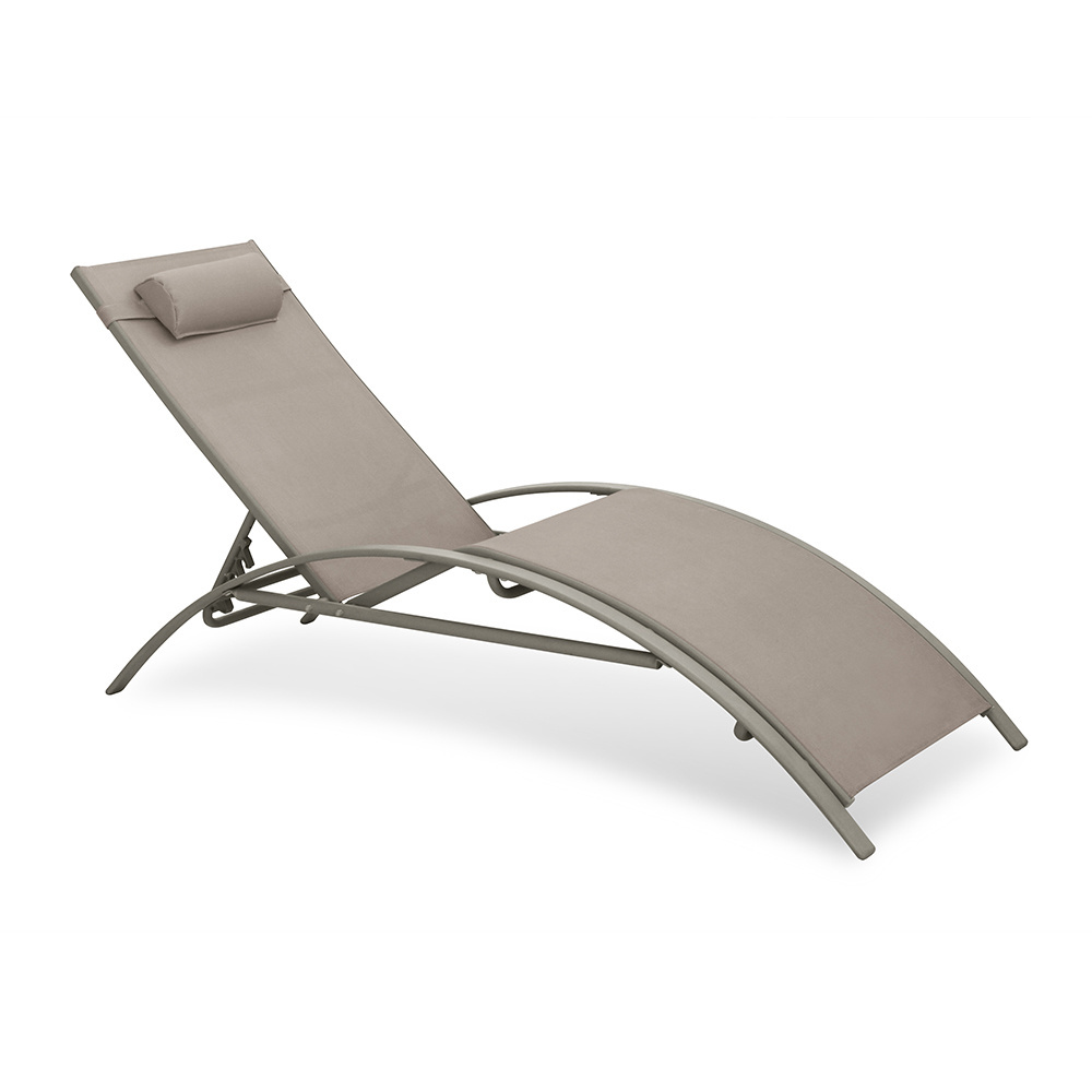 LIFE ART Steel Textilenes Outdoor Chaise Lounge Foldable Sun Loungers Recliner Chair With Pillow