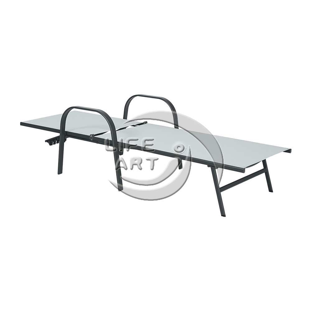 LIFE ART All Weather Steel Outdoor Chaise Lounge Sun beds Sun Loungers With KD Structure Mail Order Package