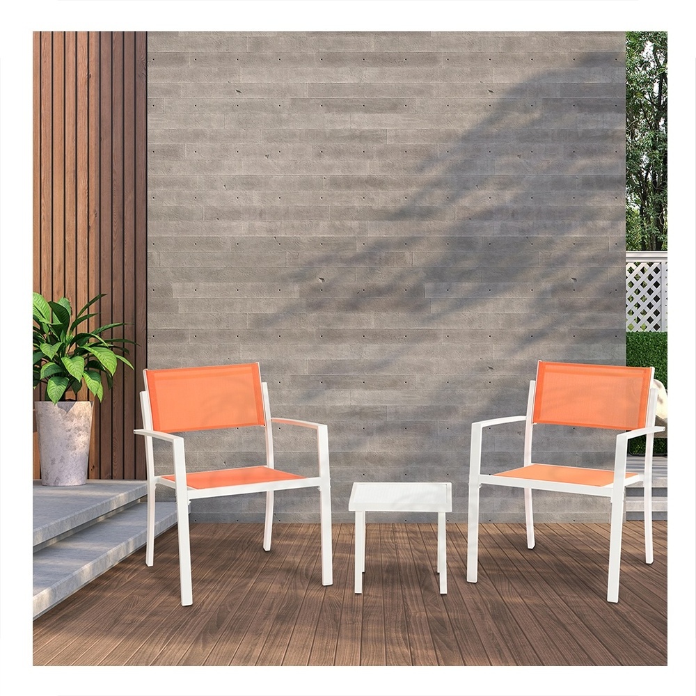 LIFE ART Modern Durable 3 Pieces Steel Textilenes Fabric Outdoor Patio Furniture Set Balcony Garden Set