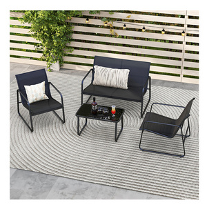 LIFE ART Modern Steel Textilenes Fabric KD Structure Outdoor Garden Patio Sofa Furniture Set