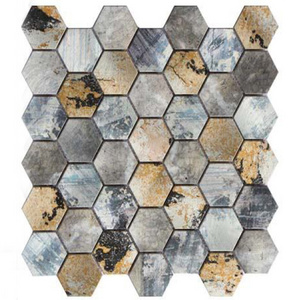 home decor self adhesive peel and stick kitchen backsplash aluminum hexagon gold 3d peel and stick mosaic tiles backsplash wall