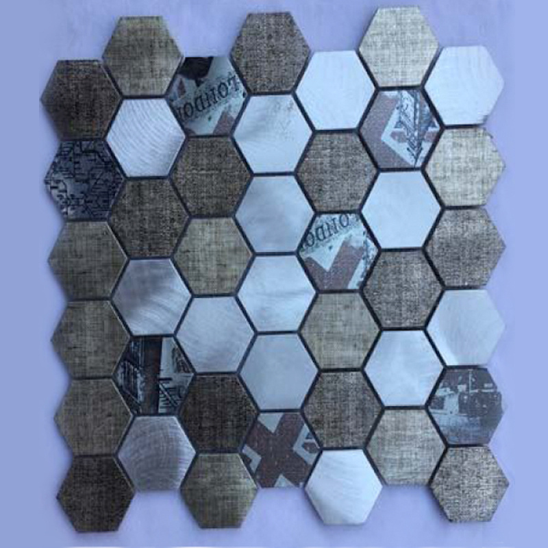 home decor self adhesive peel and stick kitchen backsplash aluminum hexagon gold 3d peel and stick mosaic tiles backsplash wall