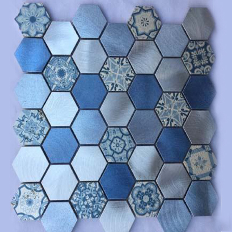 Stainless steel metal mosaic tile blue series wall decoration metal mosaic tile mosaic bath shower tiles