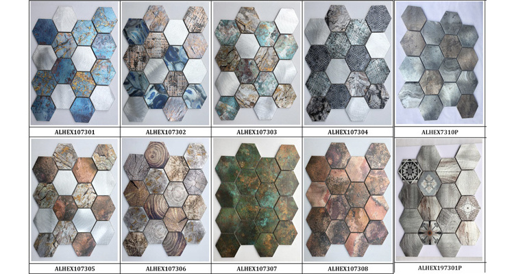 home decor self adhesive peel and stick kitchen backsplash aluminum hexagon gold 3d peel and stick mosaic tiles backsplash wall