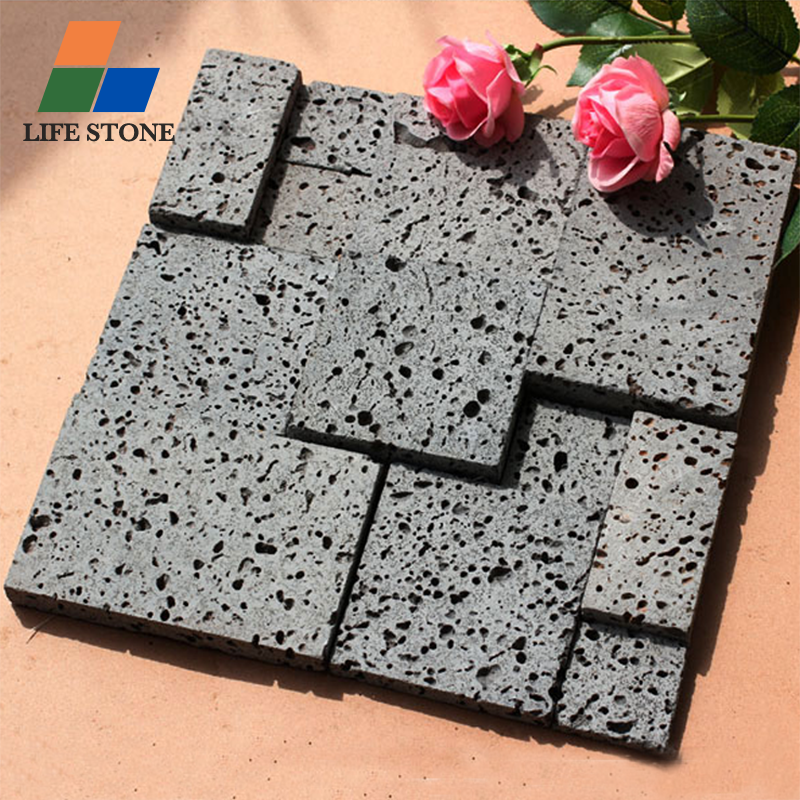 black natural volcanic rock stone tile for sale