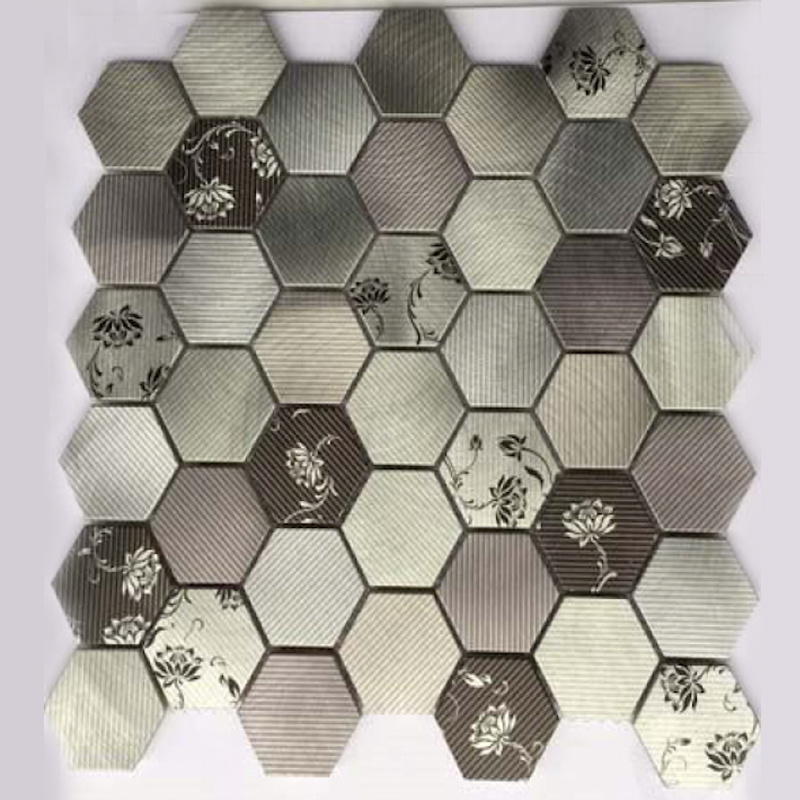 home decor self adhesive peel and stick kitchen backsplash aluminum hexagon gold 3d peel and stick mosaic tiles backsplash wall