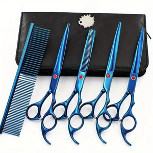 Professional 5 in 1 Dog Grooming Scissors Set with Safety Round Tips, Sharp and Durable Pet Grooming Shears for Cats Pet shears