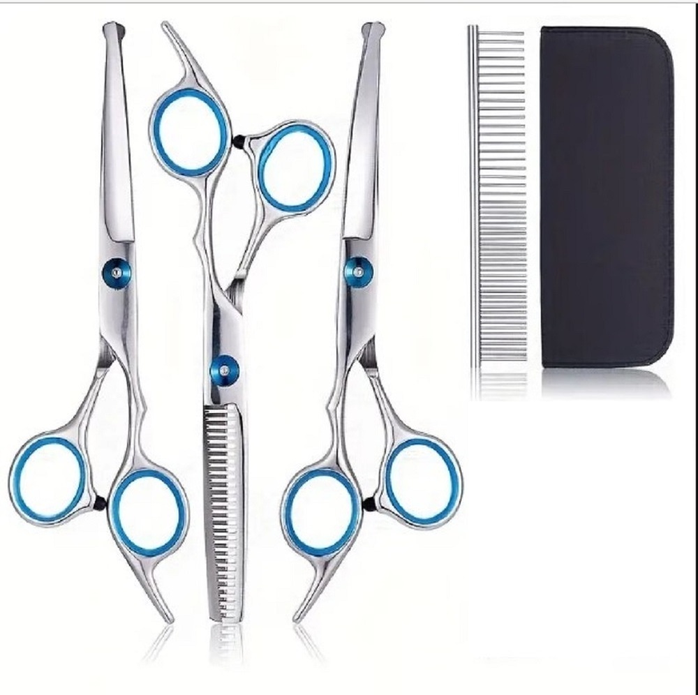 Professional 5 in 1 Dog Grooming Scissors Set with Safety Round Tips, Sharp and Durable Pet Grooming Shears for Cats Pet shears