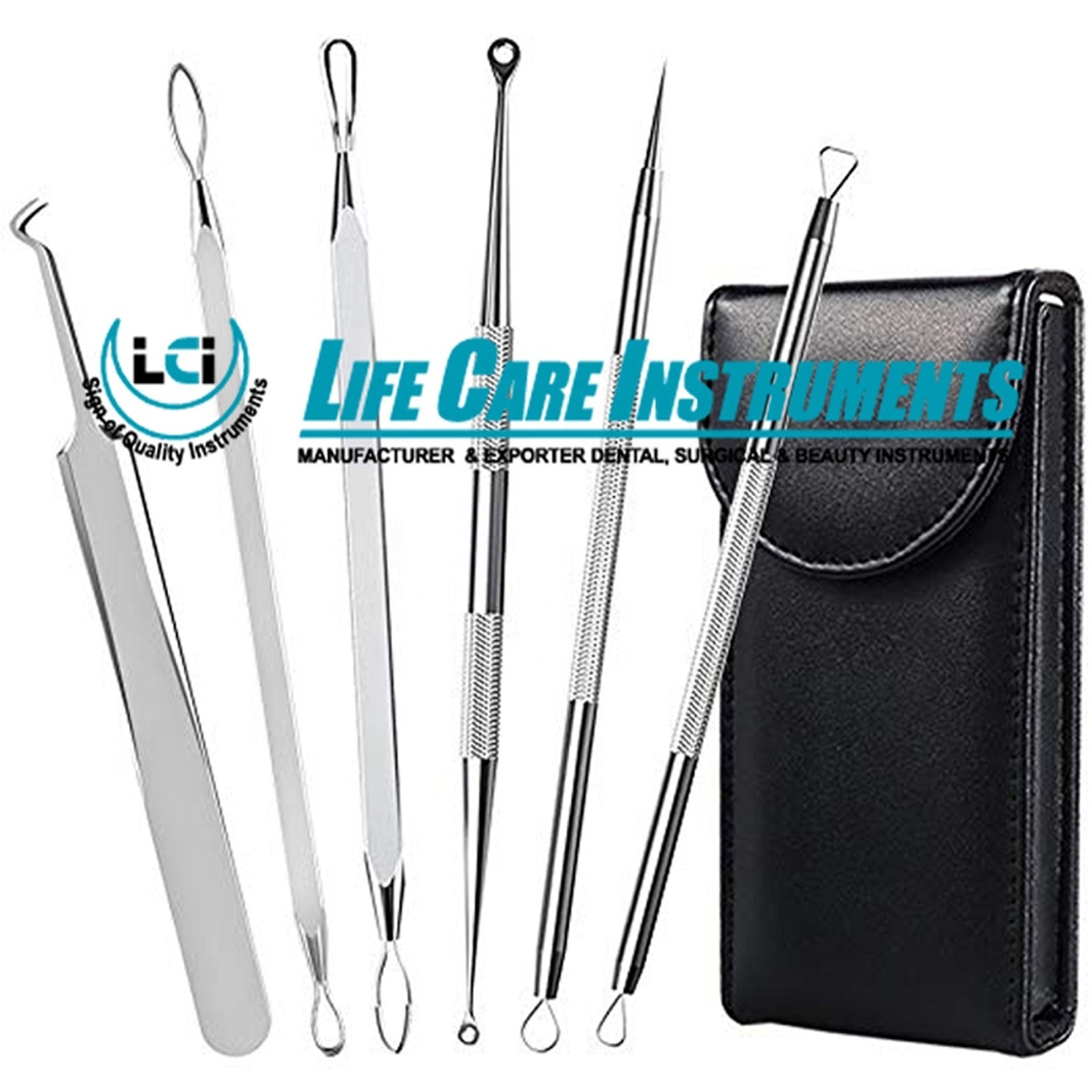 Blackhead Blemish Remover Comedone Extractor Acne Pimple Remover Kit Ingrown Hair Tweezers Removal Kit by Life Care Instruments