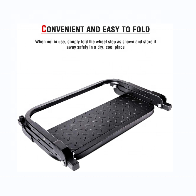 Heavy Duty Steel Adjustable Car Side Step Folding Tire Wheel Step For Pickup Truck SUV And RVs