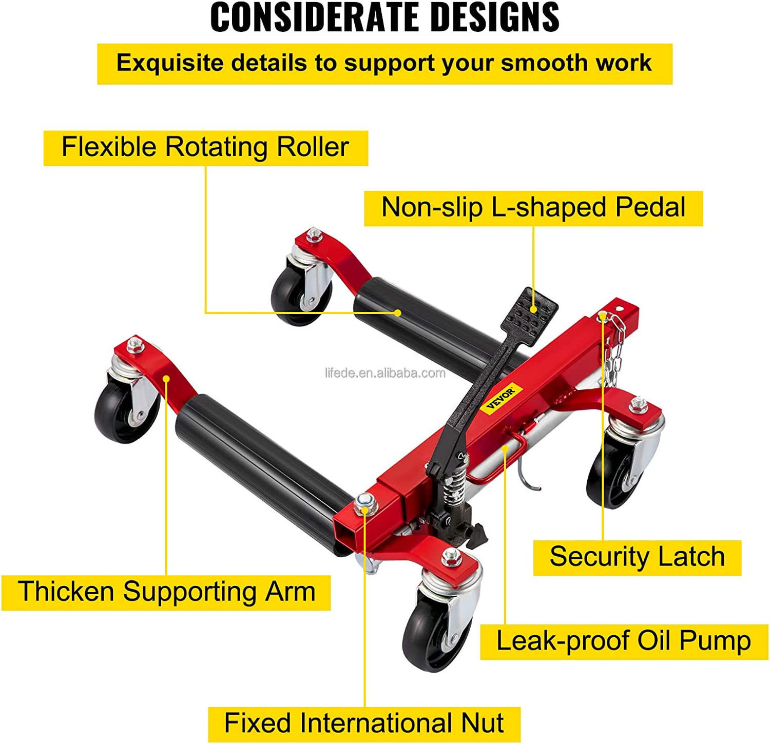 Aluminum 1500Lbs Hydraulic Vehicle Positioning Jack Go Jack Wheel Moving Dolly