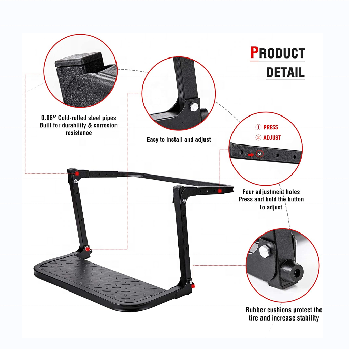 Adjustable Folding Tire Step for Pickup Truck, SUV and Rvs Adjustable Tire Mounted Auto Step