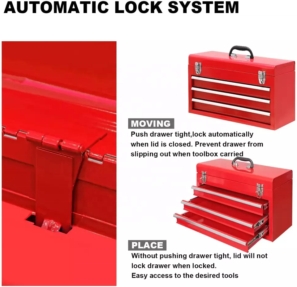 Metal Toolbox  with 3 drawer Triple Sheet Metal Toolbox With Cheap Price fro Garage Tools.