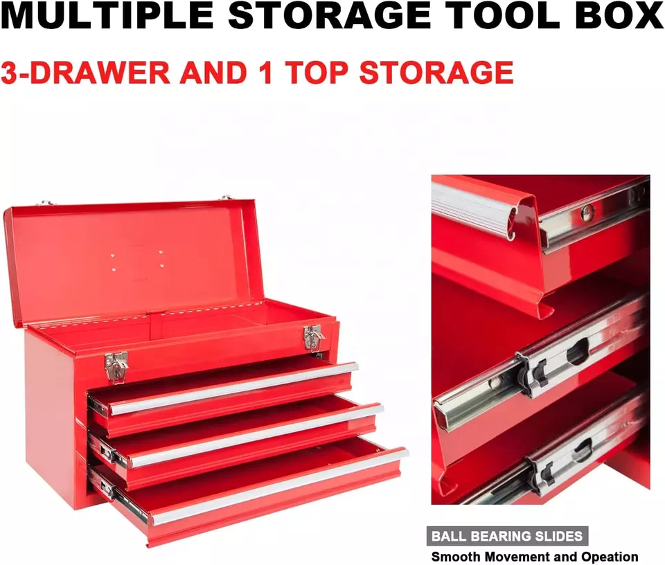 Metal Toolbox  with 3 drawer Triple Sheet Metal Toolbox With Cheap Price fro Garage Tools.