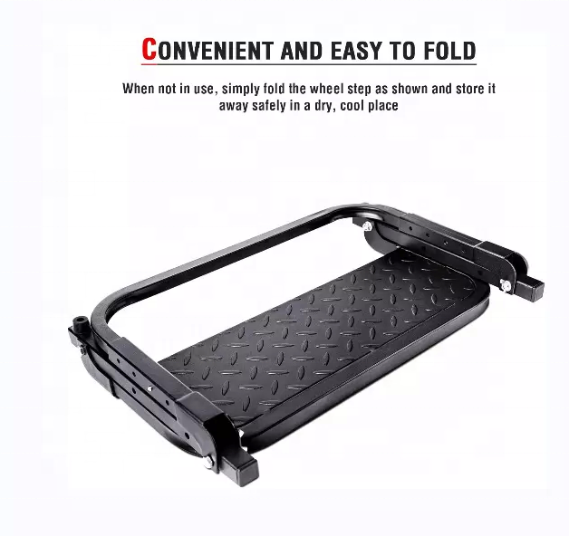 Solid Steel SUV MVP Car Stair Type Mount Steps Ladder Heavy Duty Car Side Step Folding Tire Wheel Step