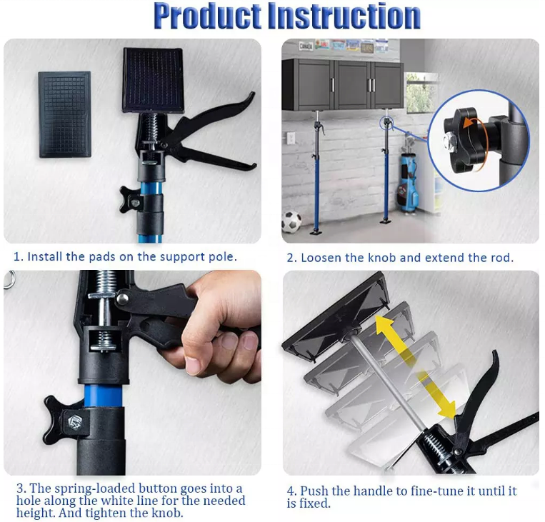 Telescopic Adjustable Drywall Support Rod Extension Pole for Lifting