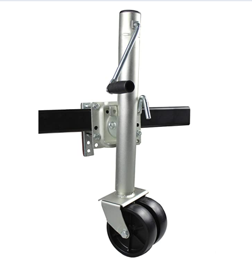 Heavy Duty 2000Lbs Swivel Boat Trailer Jack with Dual Wheels Rubber Wheel Metal Trailer Jack