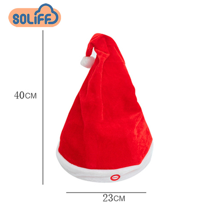 New Hot selling Electric Santa Claus Christmas Hat Magic Dancing Singing Plush Hat swing Santa Claus Hat