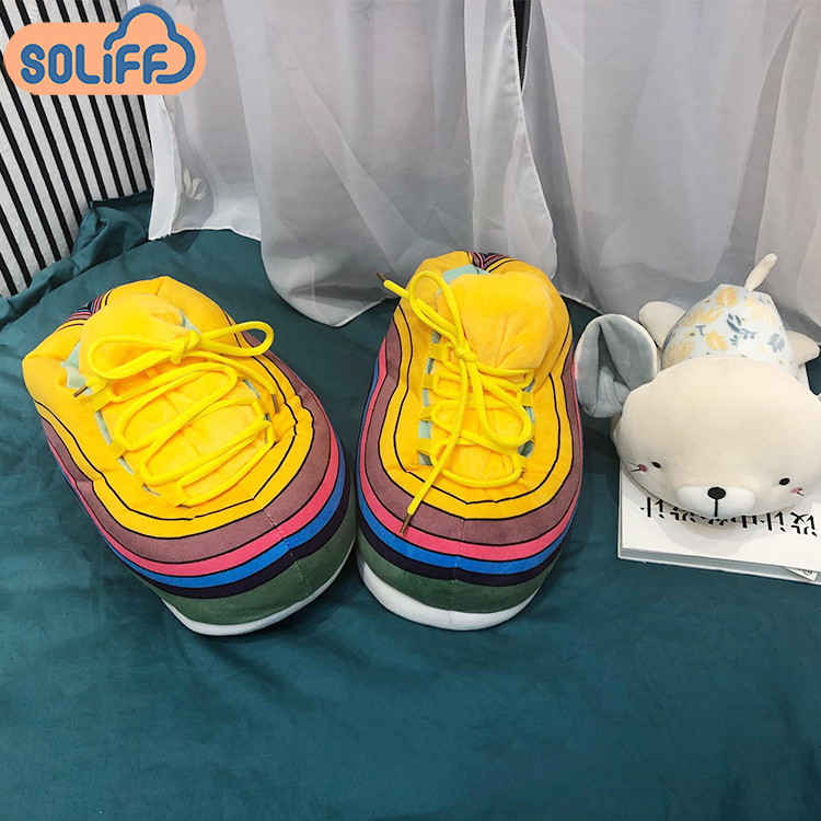 new design sneaker slipper yellow rainbow yezzy slippers