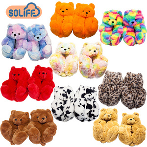 Hot Selling Custom Stuffed Plush Teddy Plush Bear Slipper House women and kids slippers Teddy Bear Slippers