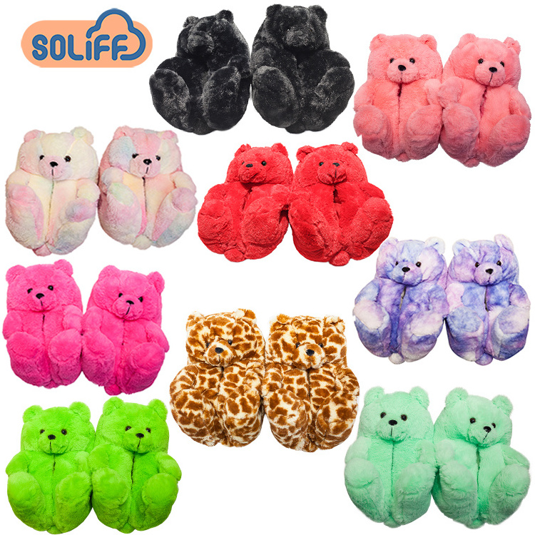 Hot Selling Custom Stuffed Plush Teddy Plush Bear Slipper House women and kids slippers Teddy Bear Slippers