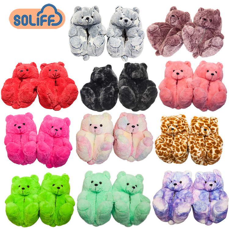 Hot Selling Custom Stuffed Plush Teddy Plush Bear Slipper House women and kids slippers Teddy Bear Slippers