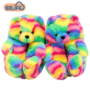 Cheaper factory  hot sale teddy bear slipper indoor slipper for woman man