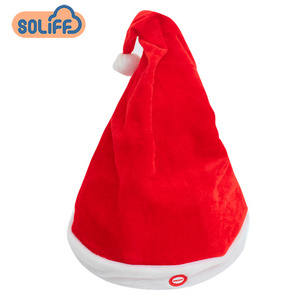 New Hot selling Electric Santa Claus Christmas Hat Magic Dancing Singing Plush Hat swing Santa Claus Hat