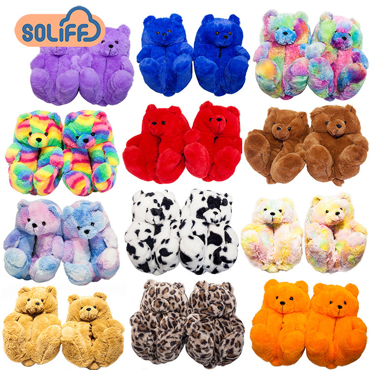 Teddy bear slippers new arrivals teddy Wholesale Plush New Style Slippers House women Teddy Bear Slippers