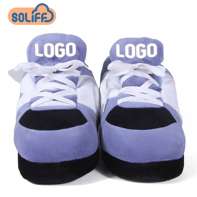 Ready to ship average size plush unisex sneaker warm indoor women men Slippers