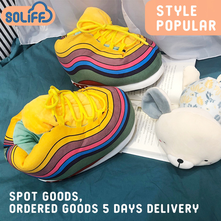 new design sneaker slipper yellow rainbow yezzy slippers