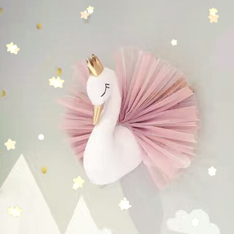 INS new crown swan animal head baby dolls children room wall hanging wall decorations for hanging photo props