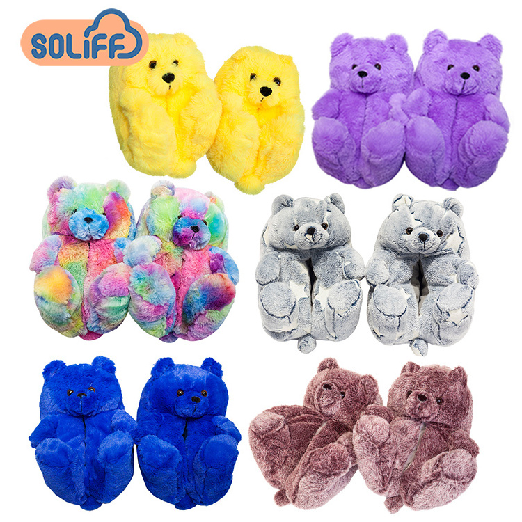 Hot Selling Custom Stuffed Plush Teddy Plush Bear Slipper House women and kids slippers Teddy Bear Slippers