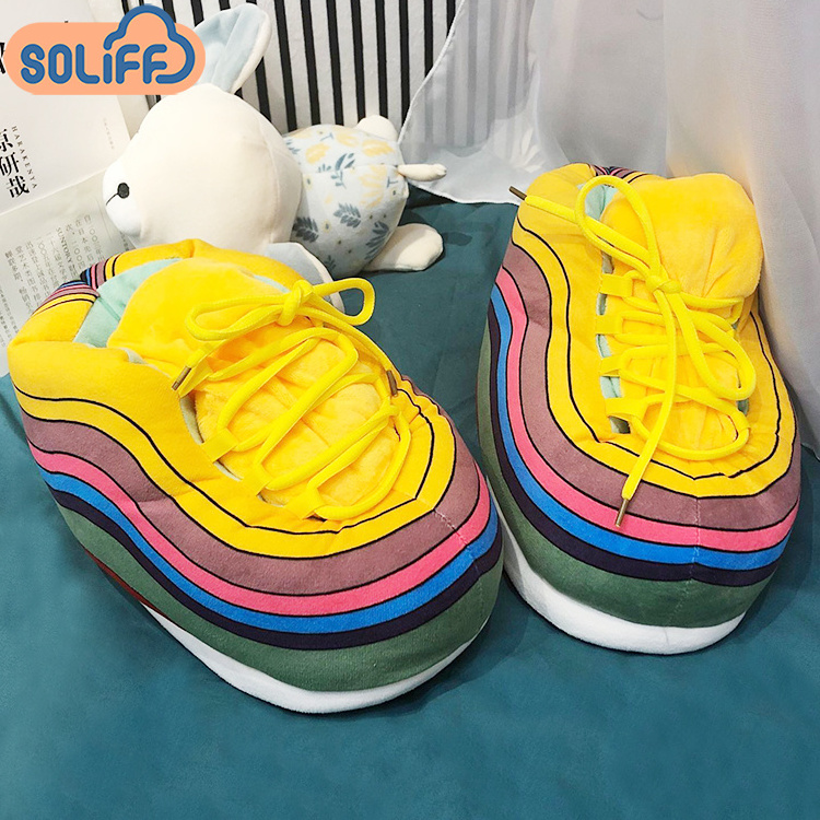 new design sneaker slipper yellow rainbow yezzy slippers