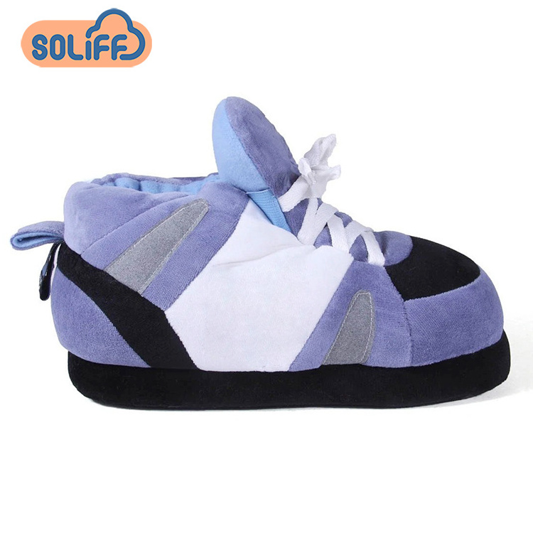 Ready to ship average size plush unisex sneaker warm indoor women men Slippers