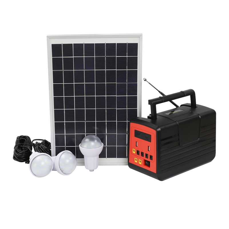 10W solar light products with FM radio phone charging and ran DC fan off grid solar power system home energy