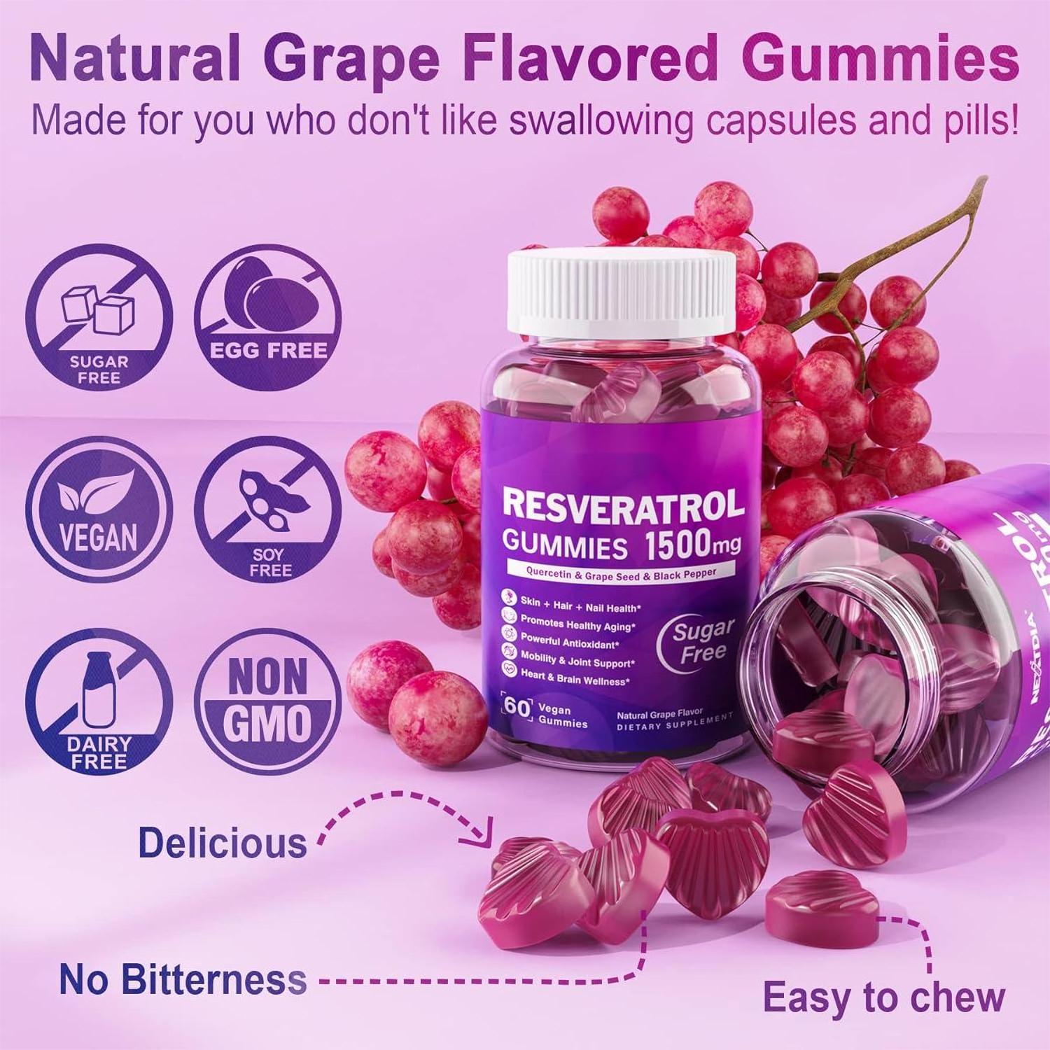 OEM Sugar Free Resveratrol &NMN Supplement with Natural Plant  Extracts Support Antioxidant Healthy Aging Gummies