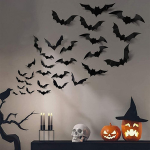 NISEVEN Wholesale 72PCS/Sets Halloween Party Supplies PVC 3D Decoration Realistic Horror Bat Wall Decal Wall Sticker