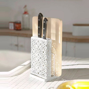 2023 New Design Hollow Out Knife Block Holder Rack Multifunction Iron Crafts Kitchen Knives Accessories Quick Dry Knife Holder