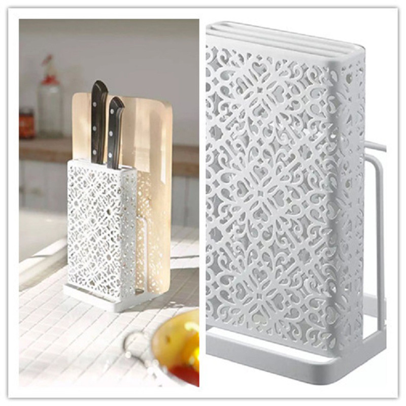 2023 New Design Hollow Out Knife Block Holder Rack Multifunction Iron Crafts Kitchen Knives Accessories Quick Dry Knife Holder