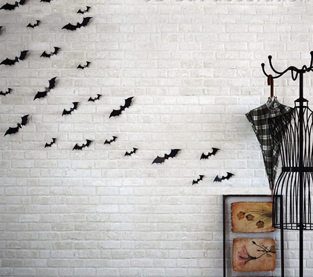 NISEVEN Wholesale 72PCS/Sets Halloween Party Supplies PVC 3D Decoration Realistic Horror Bat Wall Decal Wall Sticker