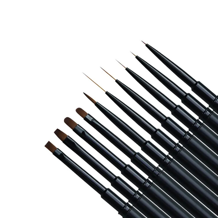 Hot selling Black metal penholder Nail Tools Matte Black 10 Pcs Set Nail Art Paint Pen Phototherapy Gel Brush Pen